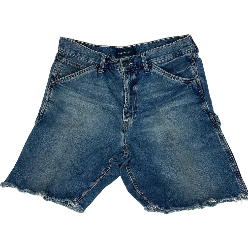 Aeropostale Carpenter Denim Shorts Mens 34 Blue Cutoff Jorts Y2K